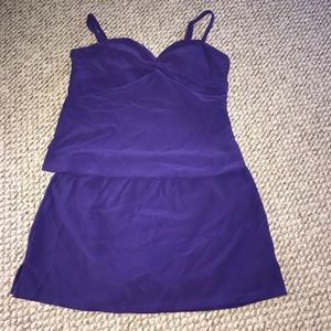 Lands End swimwear Tankini bathing suit 16 Purple